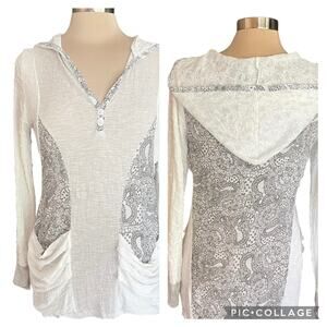 Vintage by Jack & Ginger Hooded Top MED Artsy Grunge Lagenlook Fairy Grunge Y2K